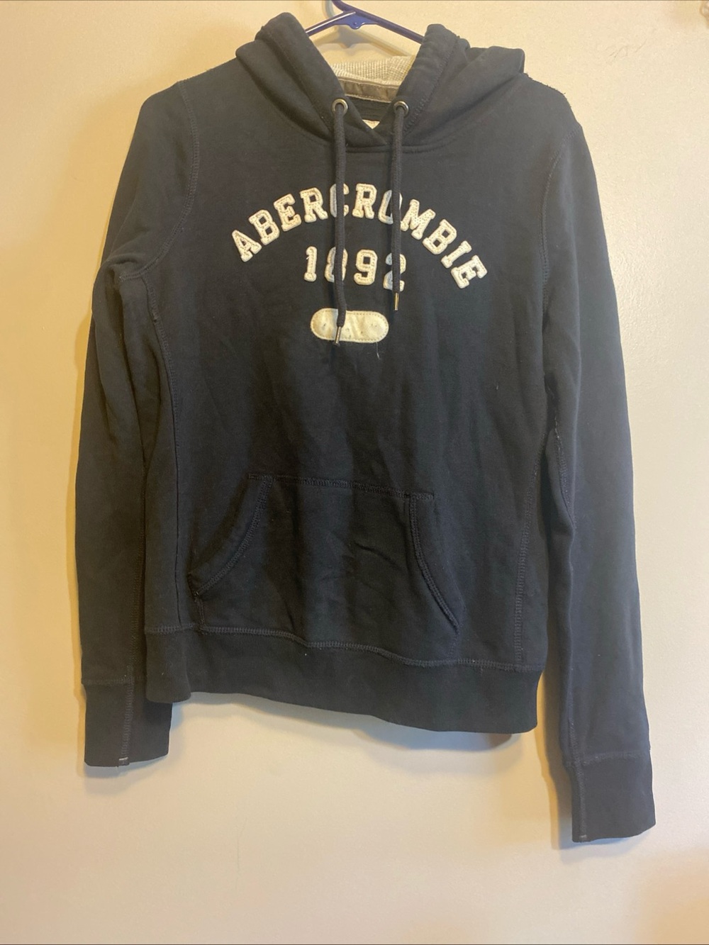 Vintage Abercrombie And Fitch 1892 Women Size Large Navy Pull Over Hoodie Y2K